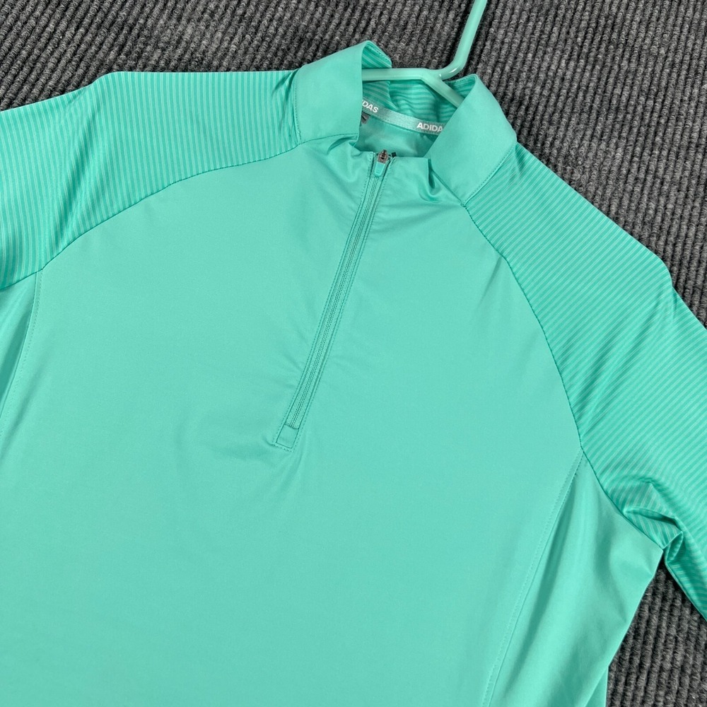 Adidas Pullover Shirt Womens Green Long Sleeve 1/4 Zip Mock Neck Casual Active